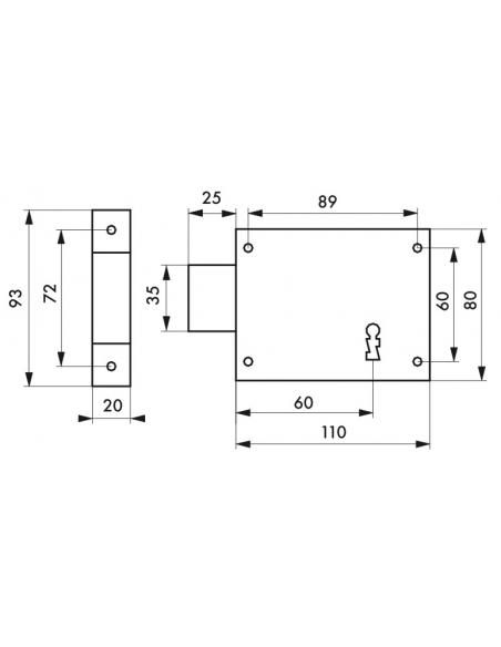 Serrure en applique pêne dormant ,110 x 80 mm, gauche - THIRARD Serrures en applique