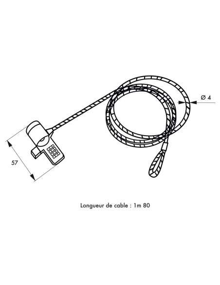 Câble antivol à combinaison pour ordinateur portable, acier, 4 chiffres - THIRARD Equipement