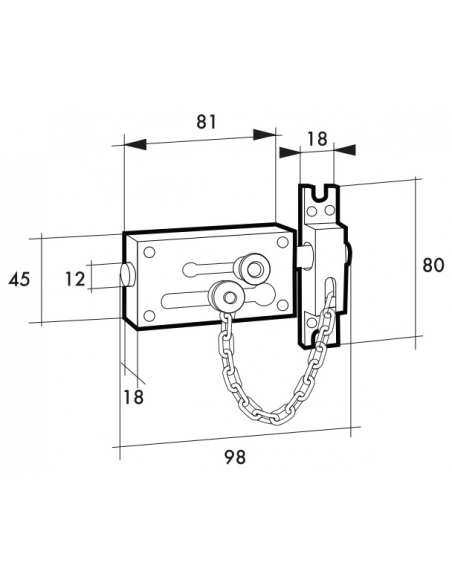 Verrou entrebailleur pour porte d'entrée, chaîne en acier, 81mm - THIRARD Entrebailleurs de porte