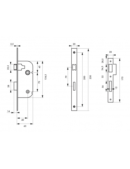 Serrure encastrable à condamnation pour salle de bain et toilette, axe 40mm, bouts ronds, zingué - THIRARD Serrures encastrables