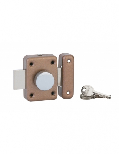 Verrou à bouton VSPM pour porte intérieure, cylindre 35mm, bronze, 3 clés - THIRARD Stock mort
