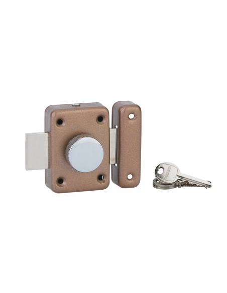 Verrou à bouton VSPM pour porte intérieure, cylindre 35mm, bronze, 3 clés - THIRARD Stock mort
