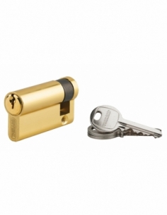 Demi-cylindre de serrure Ecopro, 50x10mm, anti-arrachement, 3 clés, laiton - SP Demi-cylindres