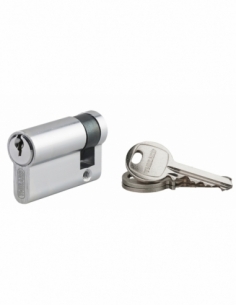 Demi-cylindre de serrure Ecopro, 40x10mm, anti-arrachement, 3 clés, nickel - SP Demi-cylindres