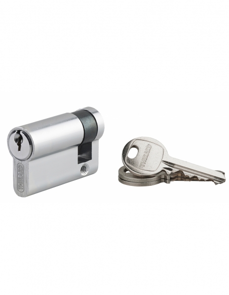 Demi-cylindre de serrure Ecopro, 40x10mm, anti-arrachement, 3 clés, nickel - SP Demi-cylindres