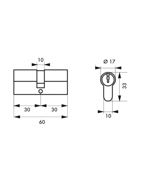 Lot de 2 cylindres de serrure double entrée Trafic 6, 30x30mm, s'entrouvrant, nickel,5 clés/cylindre - THIRARD Cylindres à do...