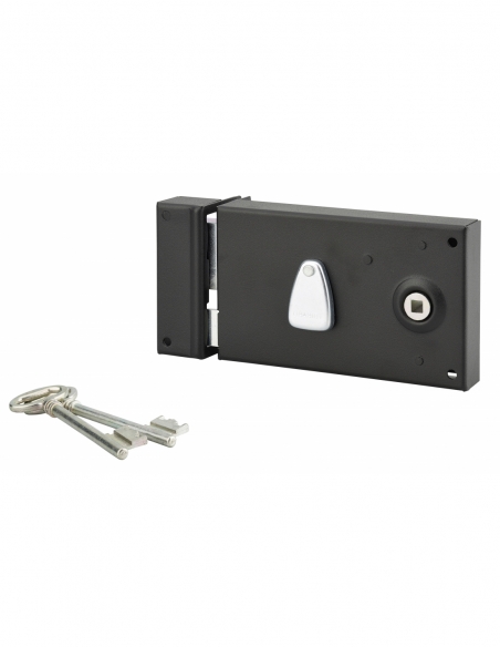 Serrure horizontale en applique à clé à fouillot pour portail, gauche, axe 58mm, 82x140mm, zingué, 2 clés - THIRARD Serrures ...