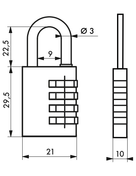 Cadenas à code 208, bagage, 21mm, 3 chiffres - THIRARD Cadenas
