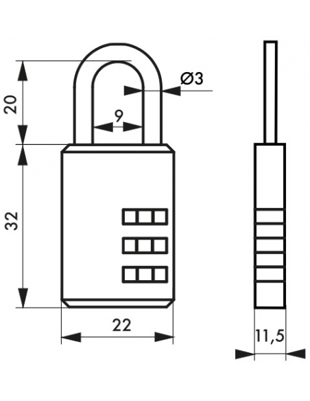 Cadenas à code Compact 01, bagage, 22mm, 3 chiffres - THIRARD Cadenas à combinaison