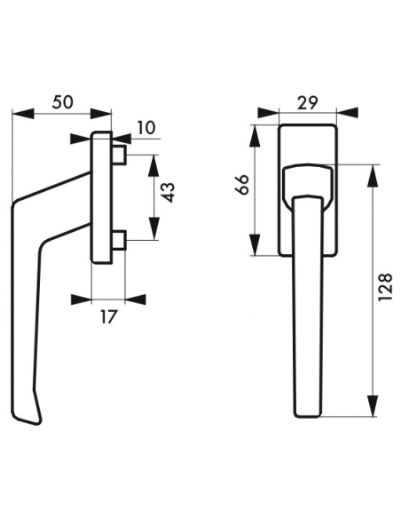 Béquille pour fenêtre, carré 7mm, avec vis de pose, blanc - THIRARD Poignée de fenêtre