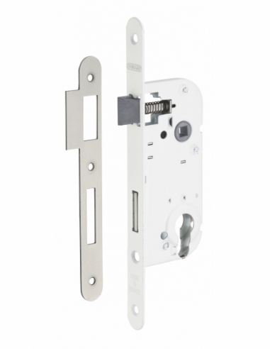 Lot de 50 boitiers de serrures encastrables à cylindre pour porte d'entrée, axe 40mm, bouts ronds, blanc - THIRARD Serrures e...