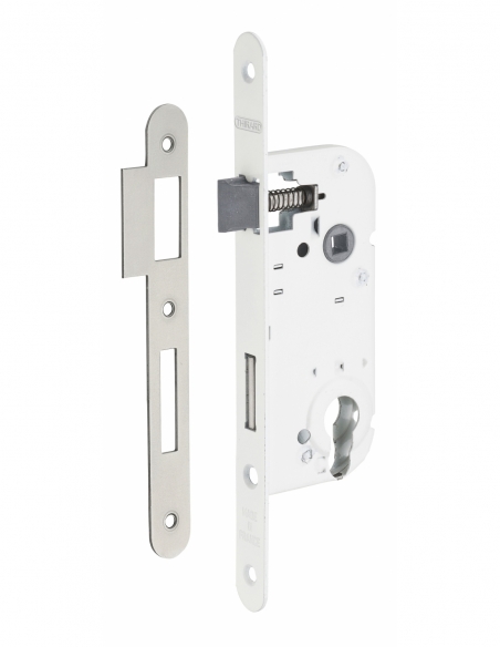 Lot de 50 boitiers de serrures encastrables à cylindre pour porte d'entrée, axe 40mm, bouts ronds, blanc - THIRARD Serrures e...