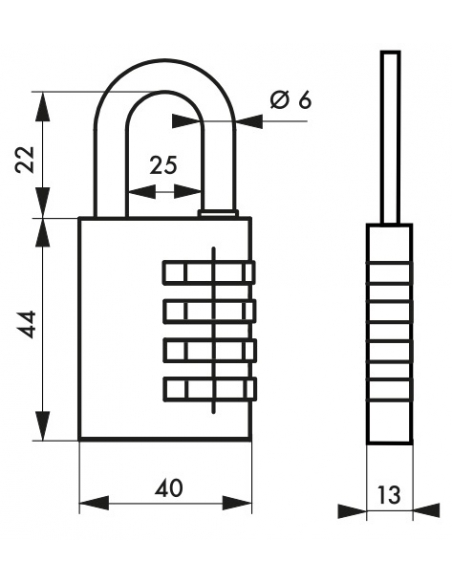 Cadenas à code Type 1, intérieur, alu, couleurs assorties, 40mm, 4 chiffres - THIRARD Cadenas à combinaison