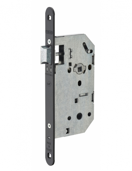 Lot de 25 serrures NF encastrables pour porte intérieure, axe 50mm, bouts ronds, noir - THIRARD Serrures encastrables
