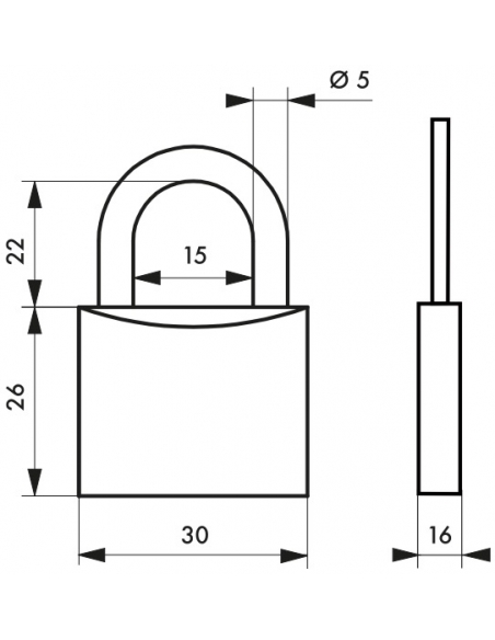 Cadenas à clé Cinox, inox, extérieur, anse inox, 30mm, 3 clés - THIRARD Cadenas à clé