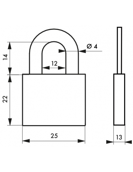 Cadenas à clé Ruck, laiton, intérieur, anse acier, 25mm, 2 clés - THIRARD Cadenas à clé