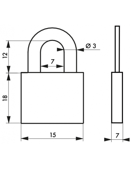 Cadenas à clé Ruck, laiton, intérieur, anse acier, 15mm, 2 clés - THIRARD Cadenas à clé