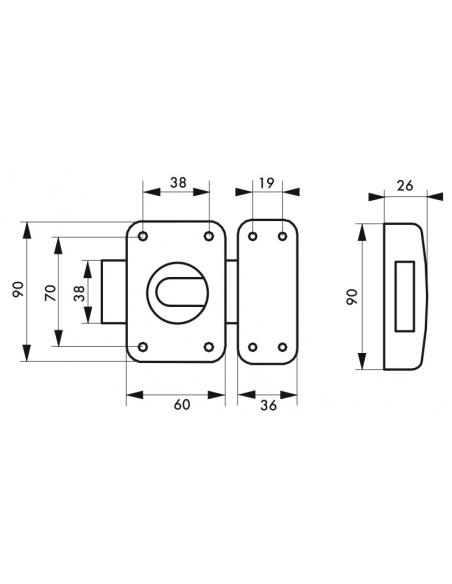 Verrou à bouton Apache pour porte intérieure, acier, époxy or - THIRARD Verrou de porte