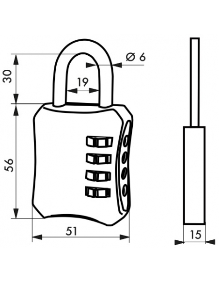 Cadenas à combinaison Baggy, 4 chiffres, intérieur, anse acier, 50mm - THIRARD Cadenas à combinaison