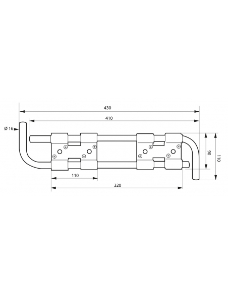 Double barre de sécurité pour volet bois, acier, Ø16x430mm, zingué noir - THIRARD Barre de sécurité de volet