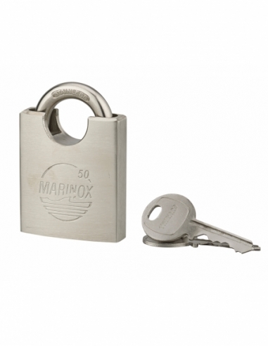 Cadenas à clé Marinox, inox, exterieur, anse protégée inox, 50mm, 2 clés - THIRARD Cadenas à clé