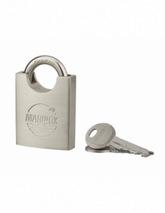 Cadenas à clé Marinox, inox, exérieur, anse protégée inox, 40mm, 2 clés - THIRARD Cadenas à clé