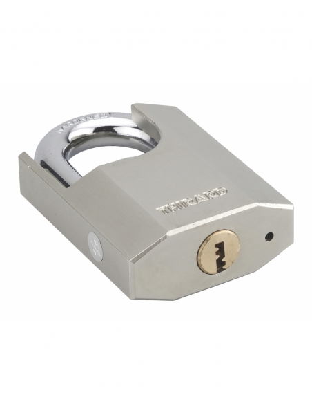 Cadenas à clé Octo-P, acier, chantier, anse protégée acier, 70mm, 3 clés - THIRARD Cadenas à clé