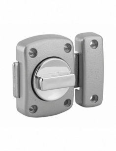 Verrou à bouton Alouette pour porte intérieure, sans cylindre, acier, époxy argent - THIRARD Verrou de porte