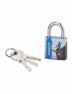 Cadenas à clé Line Sport Foot, acier, intérieur, anse acier, 30mm, 3 clés - THIRARD Cadenas à clé
