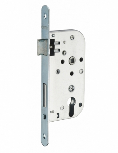 Boitier de serrure encastrable à cylindre pour porte d'entrée, axe 50mm, bouts carrés, zingué, sans gâche - SP Serrures encas...