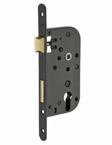 Lot de 50 boitiers de serrures encastrables à cylindre pour porte d'entrée, axe 50mm, bouts ronds, noir, sans gâche - THIRARD...