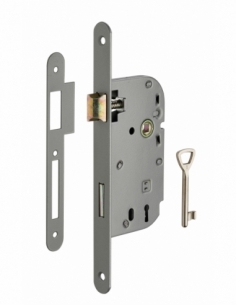 Serrure encastrable à clé pour porte de chambre, axe 50mm, bouts ronds, gris, 1 clé - THIRARD Serrure Encastrable Pour porte ...