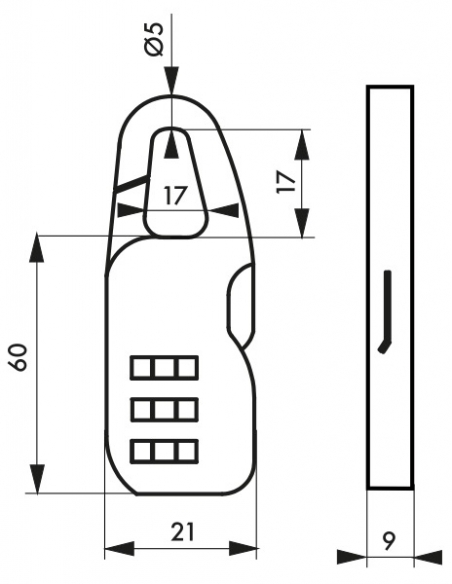 Cadenas à combinaison Swish, 3 chiffres, intérieur, anse acier, 21mm, noir - SP Cadenas à combinaison