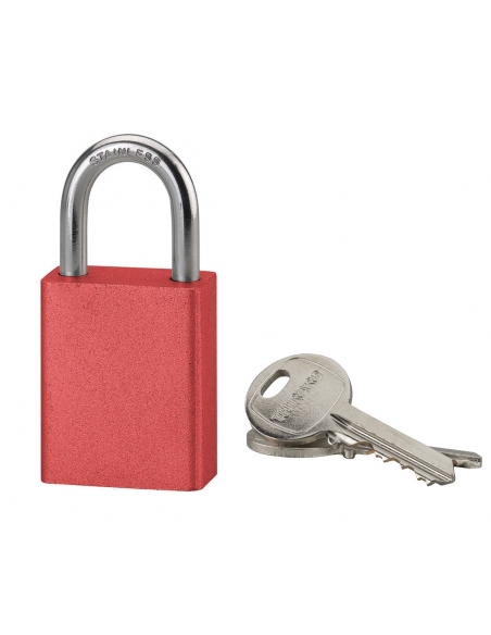 Cadenas à clé Cobble, aluminium, extérieur, anse inox, 38mm, rouge, 2 clés - THIRARD Cadenas à clé