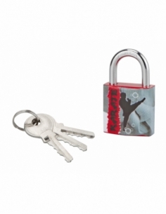 Cadenas à clé Line Sport Karaté, acier, intérieur, anse acier, 30mm, 3 clés - THIRARD Cadenas à clé