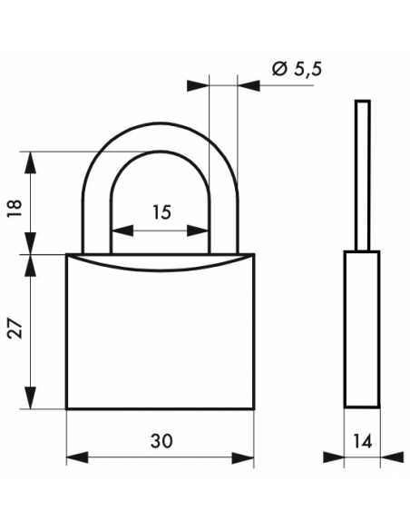 Cadenas à clé Line Sport Karaté, acier, intérieur, anse acier, 30mm, 3 clés - THIRARD Cadenas à clé