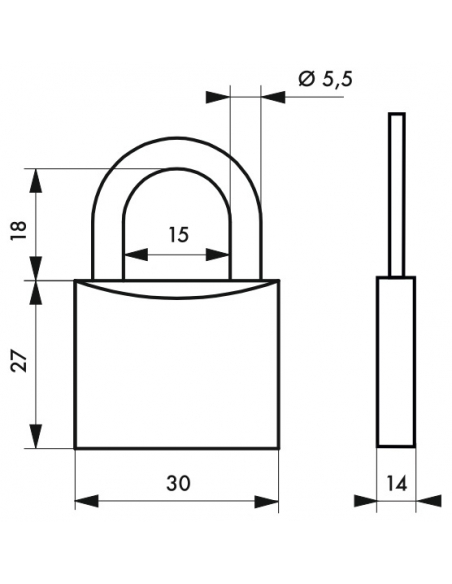 Cadenas à clé Line Sport Basket, acier, intérieur, anse acier, 30mm, 3 clés - THIRARD Cadenas à clé