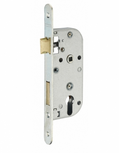 Lot de 50 boitiers de serrures encastrables à cylindre pour porte d'entrée, axe 40mm, bouts ronds, zingué, sans gâche - THIRA...