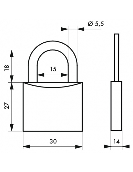 Cadenas à clé Line Sport Foot US, acier, intérieur, anse acier, 30mm, 3 clés - THIRARD Cadenas à clé