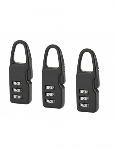 Lot de 2 Cadenas à combinaison Swish, 3 chiffres, intérieur, anse acier, 21mm, noir - SP Cadenas à combinaison