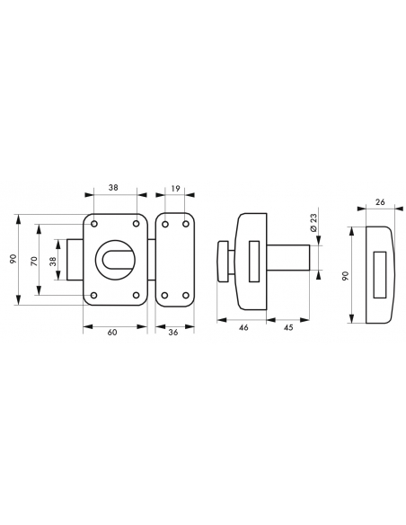 Verrou à bouton Atlantic M pour porte d'entrée, cylindre 45mm, acier, 4 clés, époxy or - THIRARD Verrou de porte