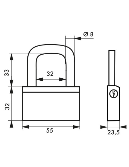 Cadenas à clé Nautic compatible organigramme, laiton, extérieur, anse laiton, 55mm, 3 clés - THIRARD Cadenas à clé