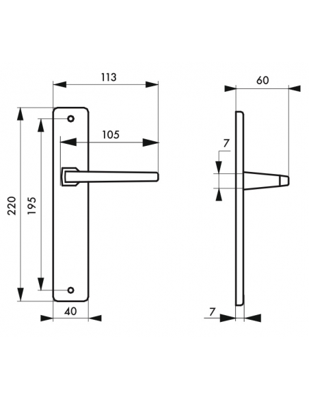 Ensemble de poignées pour porte intérieure Picardie sans trou, carré 7mm, entr'axes 195mm, couleur F2 - THIRARD Poignée de porte