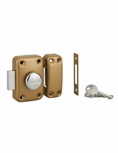 Verrou double entrée Apache avec gâche à encastrer pour porte d'entrée, cylindre 45mm, acier, 3 clés, époxy or - THIRARD Verr...
