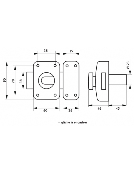 Verrou double entrée Apache avec gâche à encastrer pour porte d'entrée, cylindre 45mm, acier, 3 clés, époxy or - THIRARD Verr...