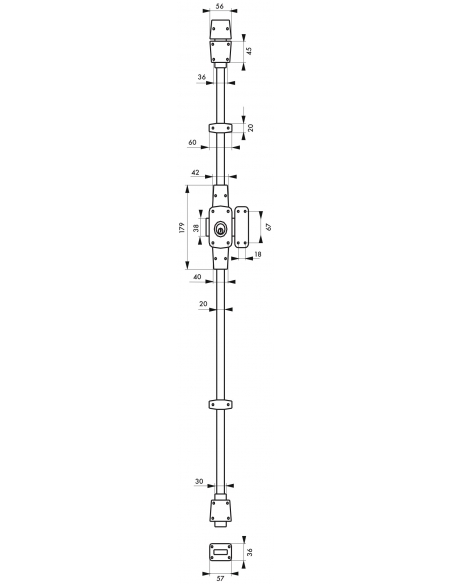 Verrou à bouton Mirage 6 pour porte d'entrée, cylindre 45mm, tringle 3 pts en acier, droit, 3 clés, epoxy bronze - THIRARD Ve...