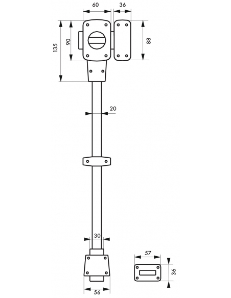 Verrou à bouton Mirage 6 pour porte d'entrée, cylindre 45mm, tringle 2 pts en acier, bas, droit, 3 clés, bronze - THIRARD Ver...