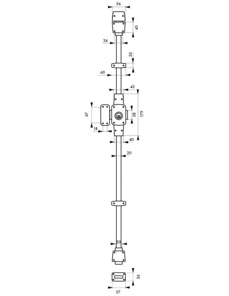 Verrou double entrée Mirage 6 pour porte d'entrée, cylindre 45mm, tringle 3 pts en acier, gauche, 3 clés, bronze - THIRARD Ve...