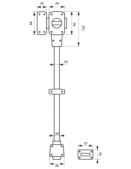 Verrou à bouton Mirage 6 pour porte d'entrée, cylindre 45mm, tringle 2 pts en acier, bas, gauche, 3 clés, bronze - THIRARD Ve...