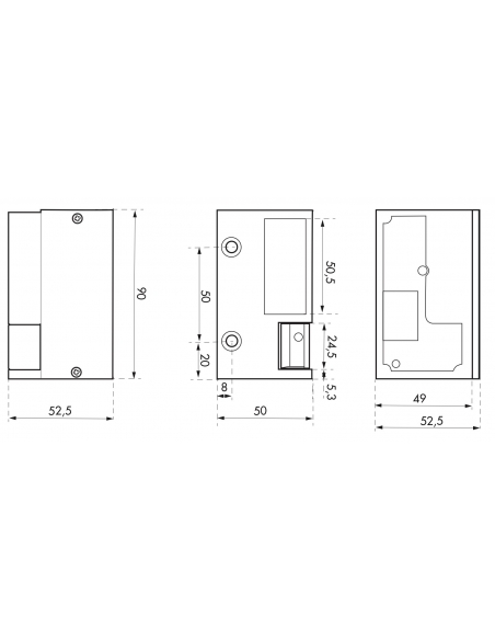 Gâche électrique pour serrure horizontale en applique, droite, 12/24V, gris - THIRARD Gâche de porte électrique